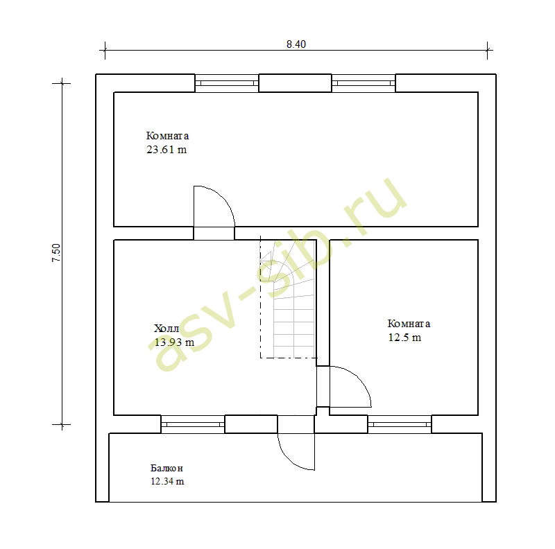 Планировка второго этажа дома с навесом для авто, проект П110-83